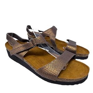 Naot Pamela Brown Snakeprint Leather Strappy Sandals sz‎ 42